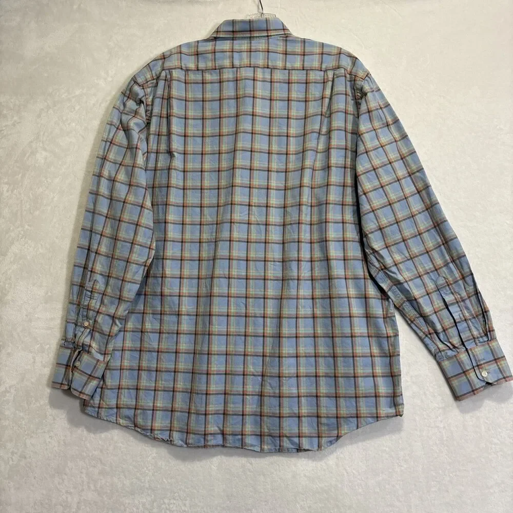 Lacoste Men's Shirt Size 44 XL  Multicolor Plaid Cotton Long Sleeve Button Down